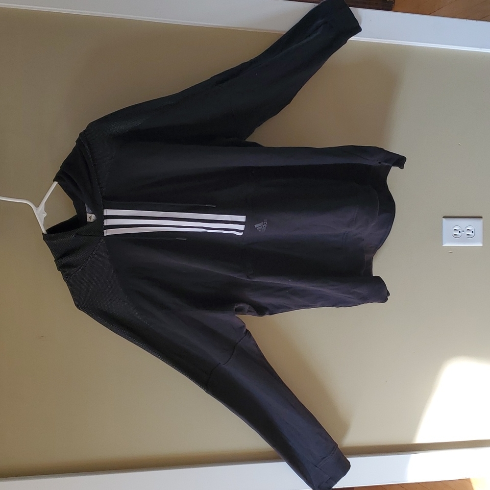 Adidas black and white striped/dotted 2XL zipper pocket hoodie